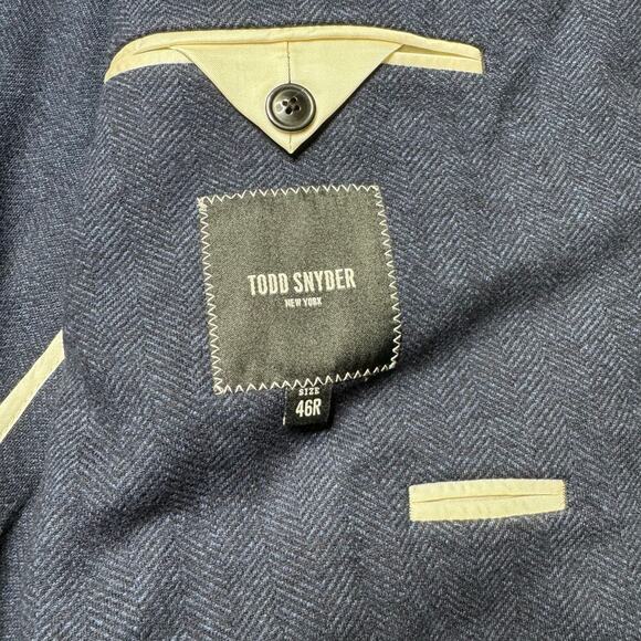 Todd Synder ITALIAN WOOL SPORT COAT IN BLUE HERRINGBONE 46R - Picture 4 of 8